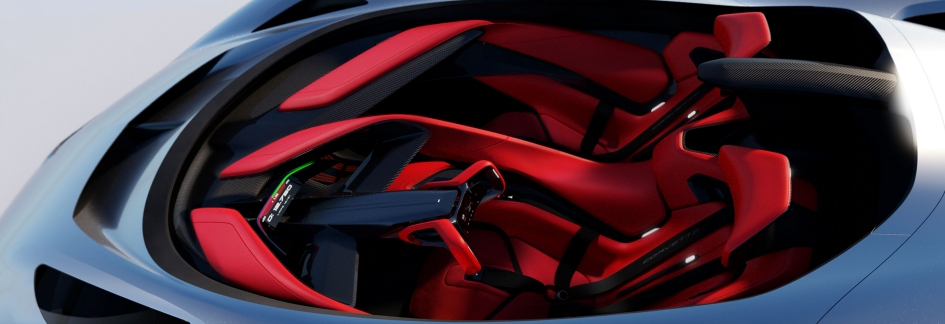 The front-hinged cockpit canopy can be removed, turning the Advanced Design California Corvette concept from a road-going sports car to an open-air track car.